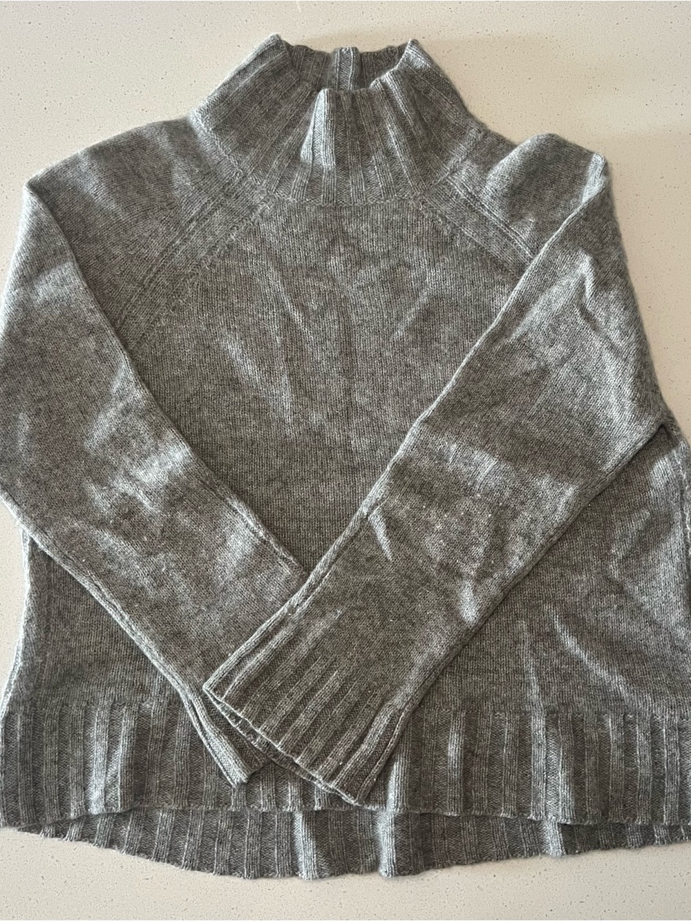 NWT 360 CASHMERE SKULL CASHMERE Women's Gray Mock Neck Sweater 100% Cashmere